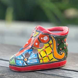 MEXICAN Talavera style shoe planter